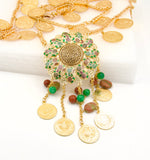 Gold Coin Chain Belt with centre Gemstone