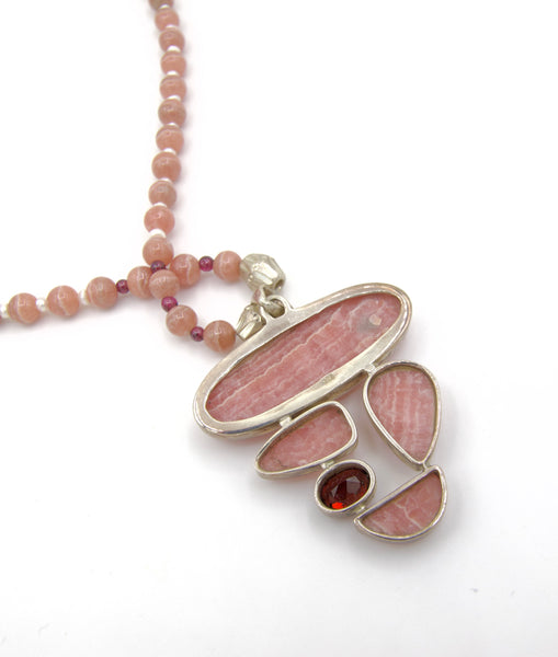 Sterling Silver Pink Rhodochrosite Necklace