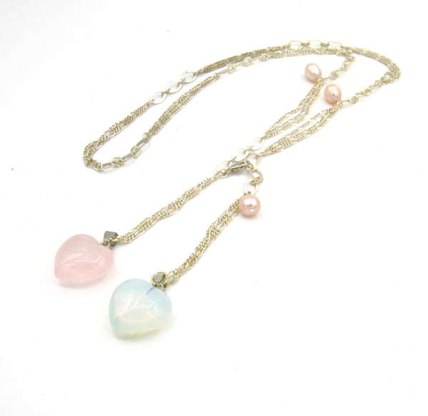 Silver Pearl Quartz Necklace