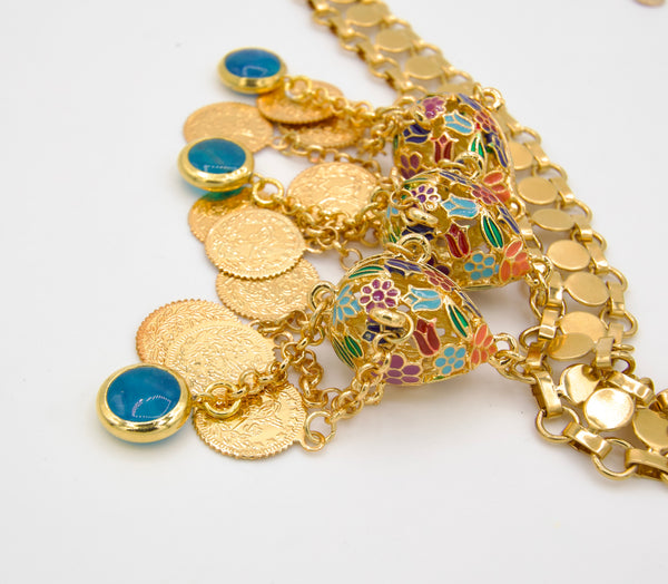 Enameled Jade Gold Kurdish Choker