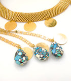 Dangling Turquoise Wide Gold Chain Belt