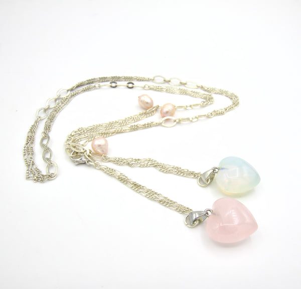 Silver Pearl Quartz Necklace