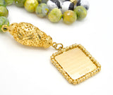 Green Agate Gold Islamic Prayer Beads