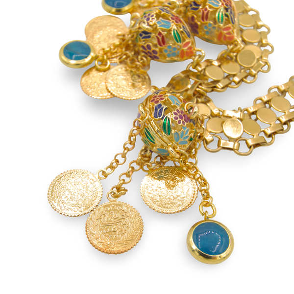 Enameled Jade Gold Kurdish Choker