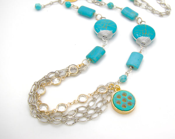 Silver Turquoise Long Necklace