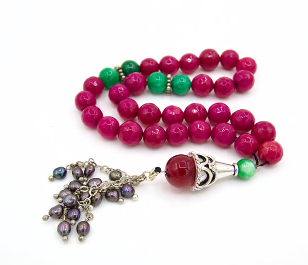 Jade and Pearl Sterling Silver Prayer Beads