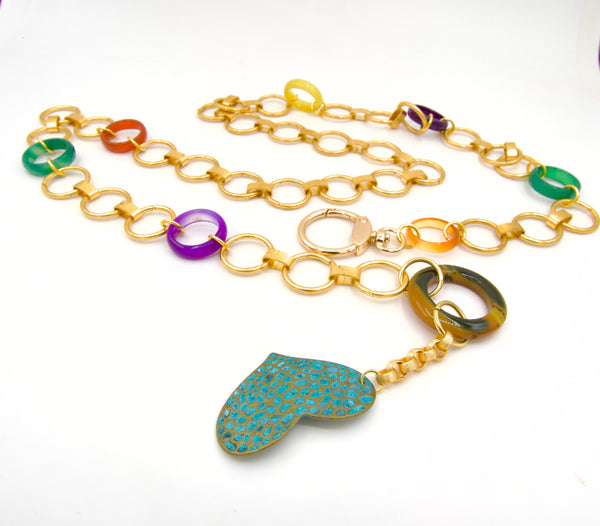 Gold Agate Rings Chain Belt