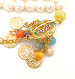 Pearl and Gold Coin Prayer Beads