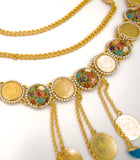 Gold Belt with Dangling Gemstones