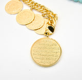 Islamic Turquoise Gold Coin Necklace