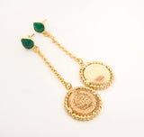Jade Gold Coin Dangle Earrings