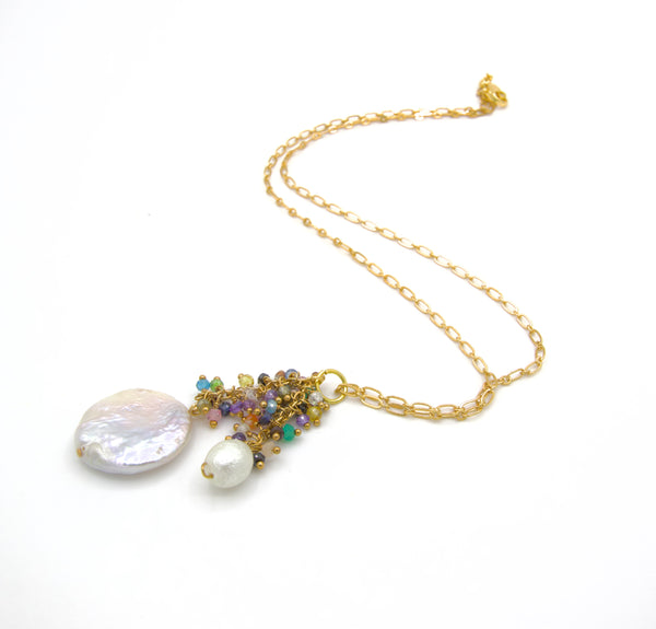 Pearl and Gemstone Pendent Necklace