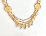 Unique Gold Coin and Pearl Necklace