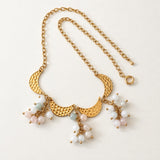 Mix Quartz Cluster Gold Moon Necklace
