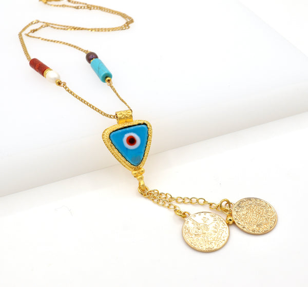 Evil Eye and Turkish Coin Necklace