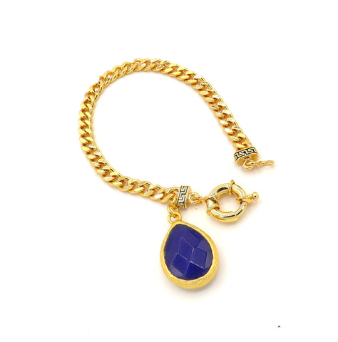 Dangle Jade Gold Chain Bracelet