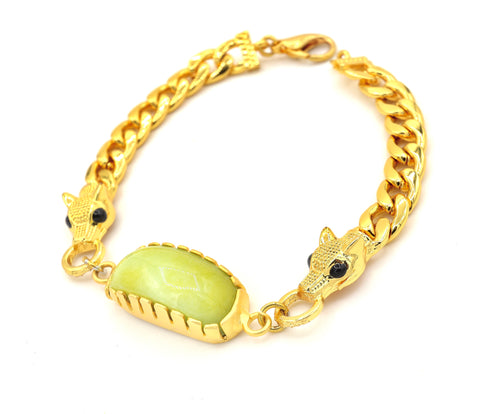 Green Jade Gold Chain Bracelet