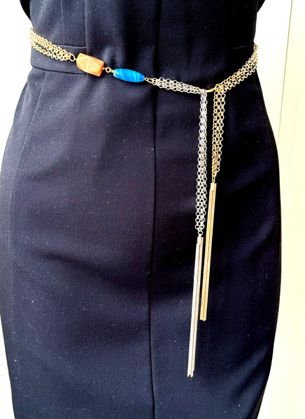 Gold and Silver Tassel Chain Belt