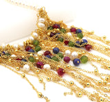 Pearl And Multicolour Gemstone Statement Gold Necklace