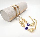 Evil Eye and Shell Pearl Gold Eyeglass Chain