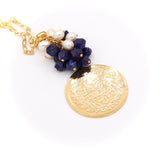 Gold Coin and Lapis Lazuli Pendant Necklace