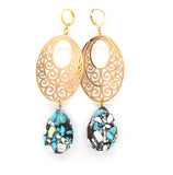 TURQUOISE GEMSTONE GOLD HANDMADE EARRINGS