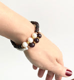 GARNET AND PEARL BRACELET SET