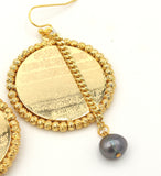 Round Ayatul Kursi Islamic Gold Earrings