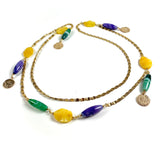 Long Agate And Jade Gold Necklace