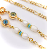 Gold Evil Eye And Pearl Eyeglasses  Chain
