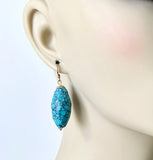 Large Howlite Turquoise Silver Earrings