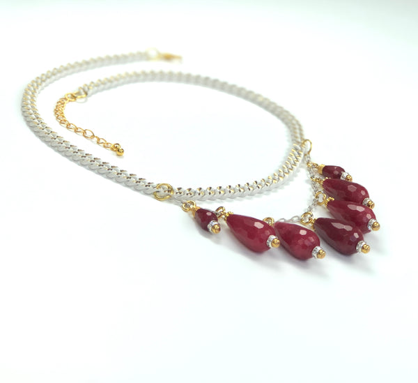 RED JADE SILVER NECKLACE