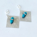 SQUARE FRAME TURQUOISE EARRINGS
