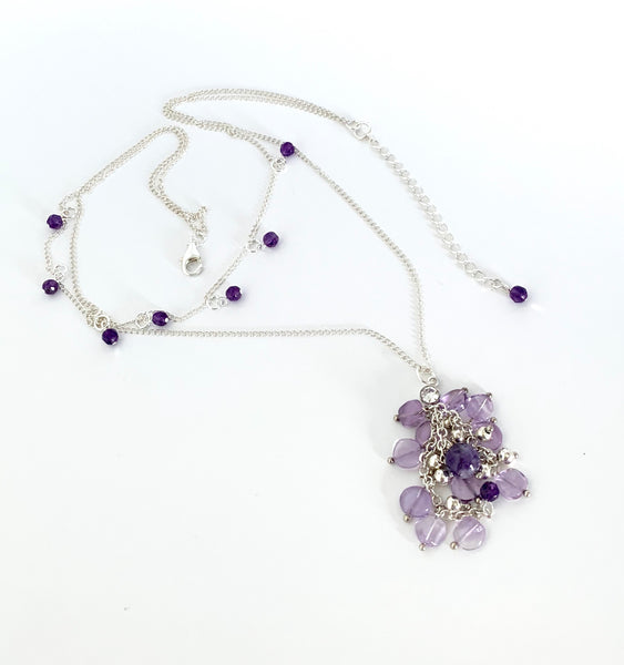 Sterling Silver Double Chain Amethyst Necklace