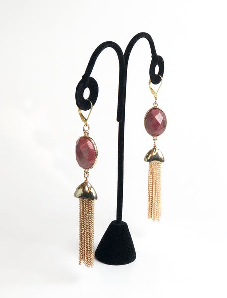 RED JADE TASSEL EARRINGS