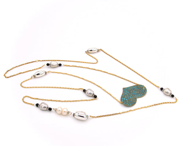 LONG GOLD AND SILVER NECKLACE