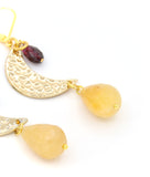 Yellow Jade Gold Moon Earrings