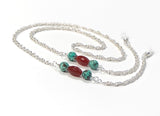 AGATE AND TURQUOISE GEMSTONES SILVER HANDMADE EYEGLASS ROLO CHAIN