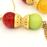 Asymmetrical Multicolour Gemstone Gold Earrings
