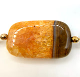 YELLOW FLAT AGATE GEMSTONE HANDMADE GOLD NECKLACE