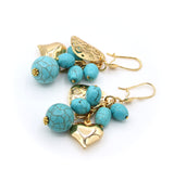 Blue Howlite Turquoise Gold Earrings