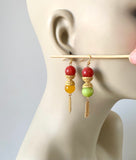 Asymmetrical Multicolour Gemstone Gold Earrings