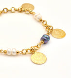 PEARL AND GOLD COIN BRACELET