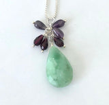 Jade and Amethyst Silver Pendant Necklace
