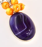 Purple Agate And Shell Silver Earrings