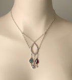 Evil Eye and Garnet Delicate Silver Necklace