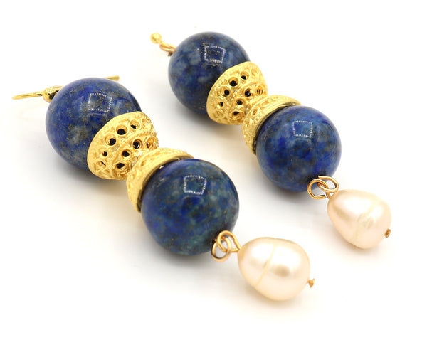Lapis Lazuli Gold Drop Earrings