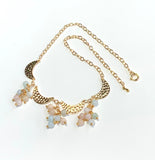 Beryl Mix Cluster Gold Moon Necklace