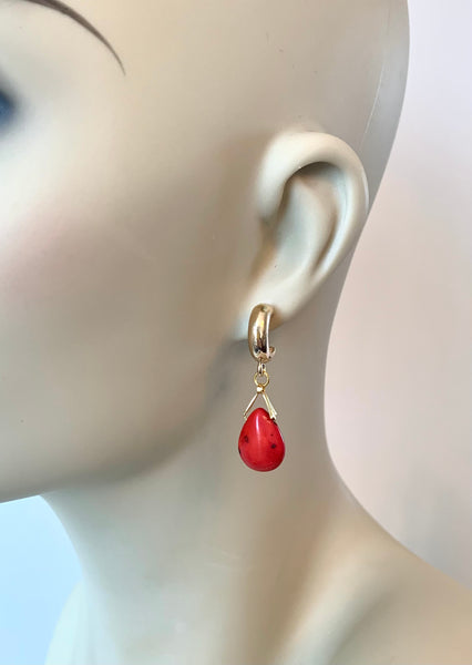 Red Howlite Gold Earrings