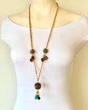 CLAY GEMSTONE BEAD GOLD CHAIN NECKLACE